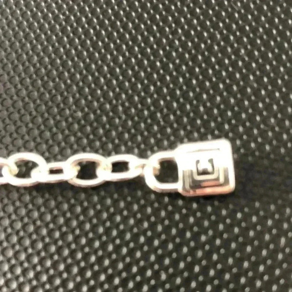 Chaps Choker Necklacec silvertone w/white & black marbleized teardrop stones - Picture 4 of 5